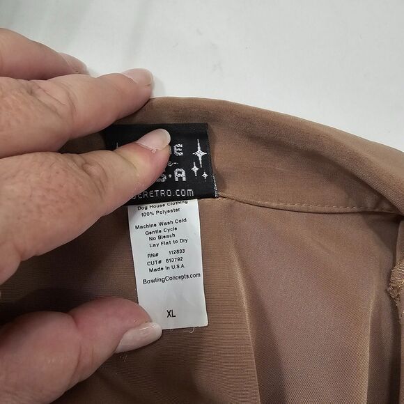 Shirt Mens XL Beer Embroidered Tan Black Button BeRetro Made In USA Dog House - Picture 6 of 6